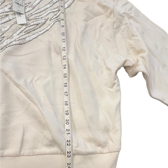 NEW Express Off White Tiger Stripe Embellished Glam Sweatshirt Sweater Top XL - Picture 12 of 16